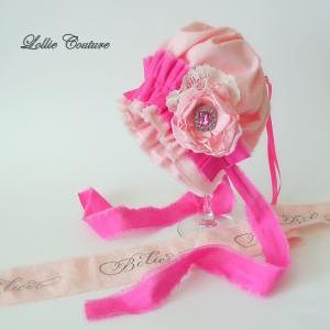 Baby Bonnet, Pink Bonnet, Newborn Photo Prop, Baby..