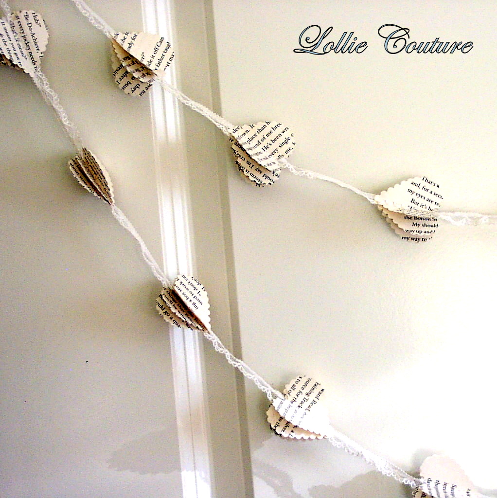 Lace With Scalloped Paper Heart Garland Party Decor Nursery Decor