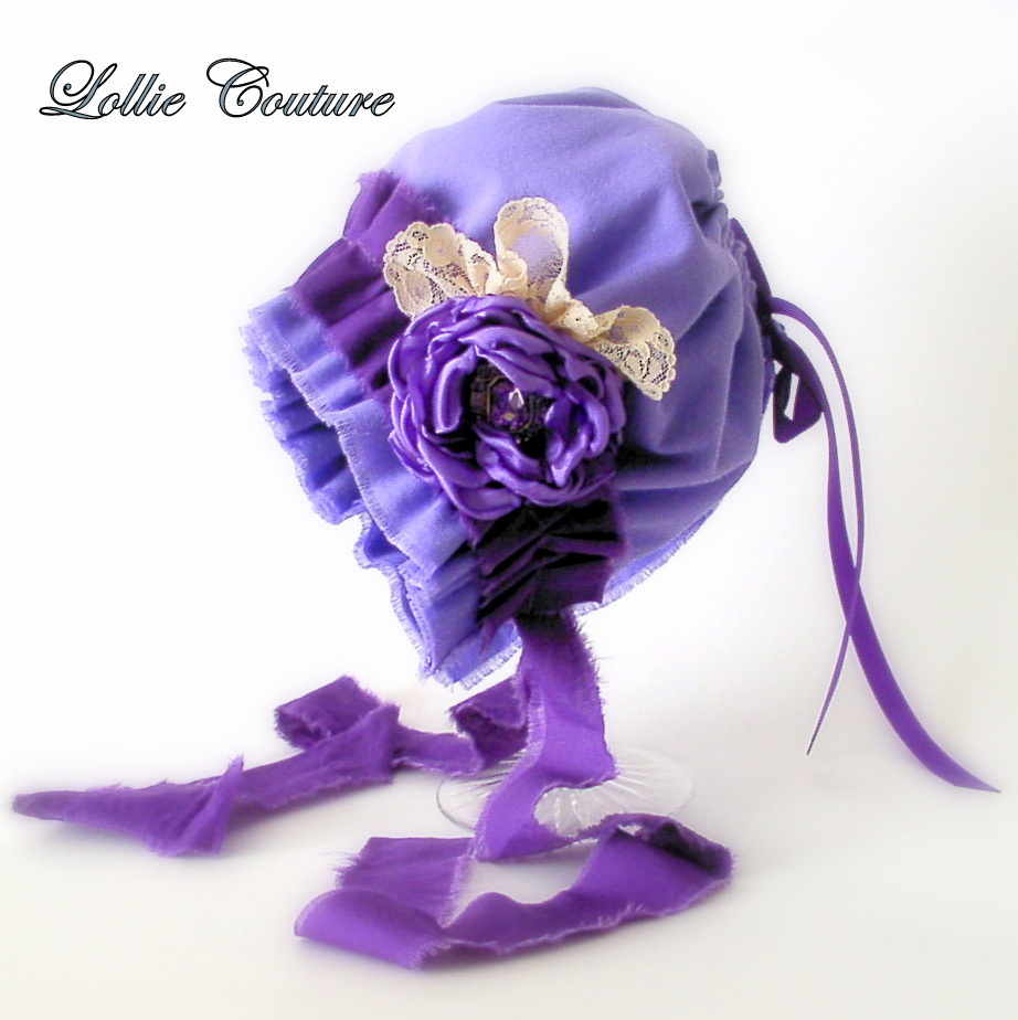 Purple Baby Bonnet, Newborn Photo Prop, Baby Hat, Baby Shower Ideas